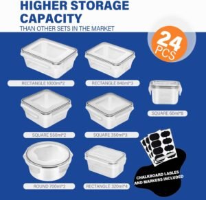 24-Piece BPA-Free Clear Plastic Food Storage Container Set – Leak-Proof, Microwave, Freezer & Dishwasher Safe, Home Kitchen Organization - Image 5
