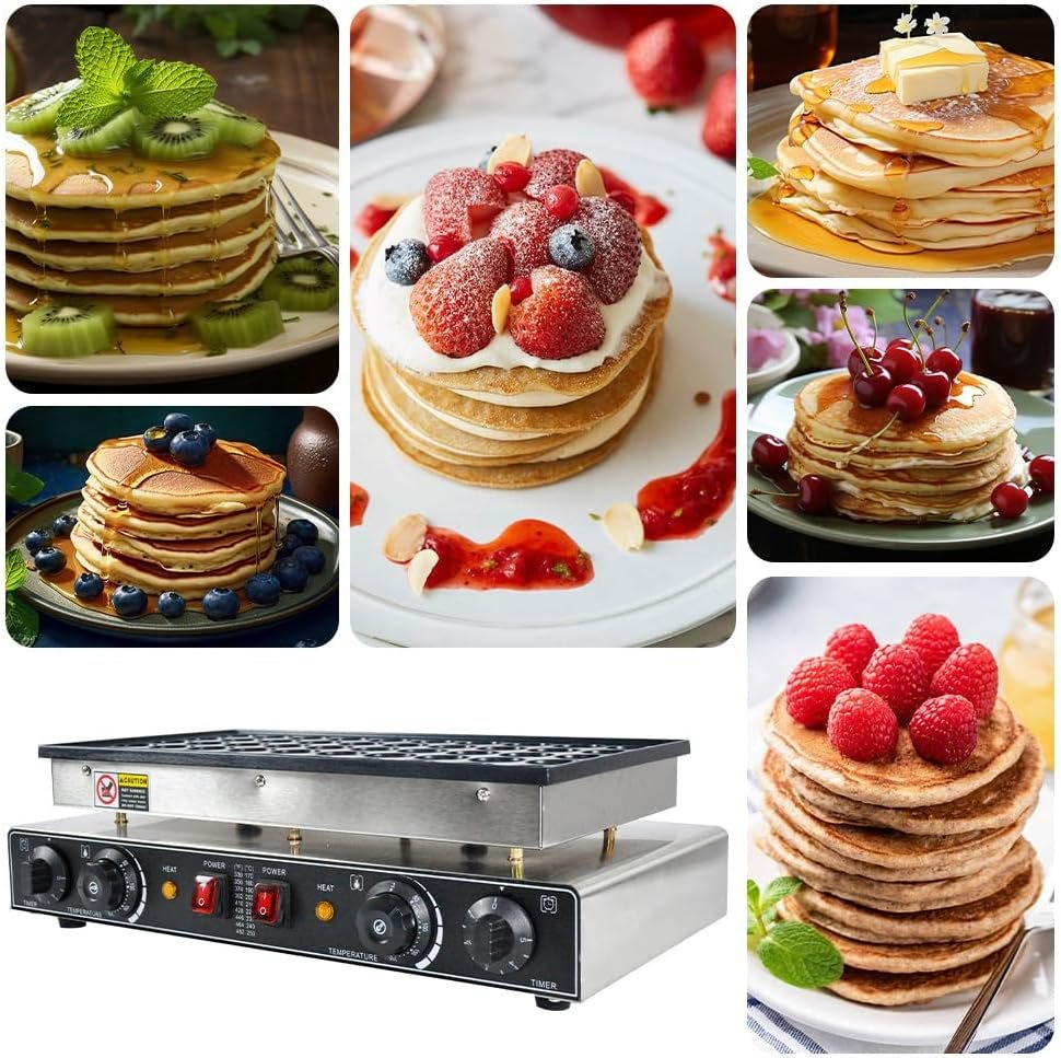 71Yi9bAsMRL._AC_SL1000_ Electric Pancake & Waffle Maker Machine – Nonstick 50-Hole Mini Dutch Pancake (Poffertjes) Maker, Commercial & Home Use, Teflon Coated, 1100W - Image 8