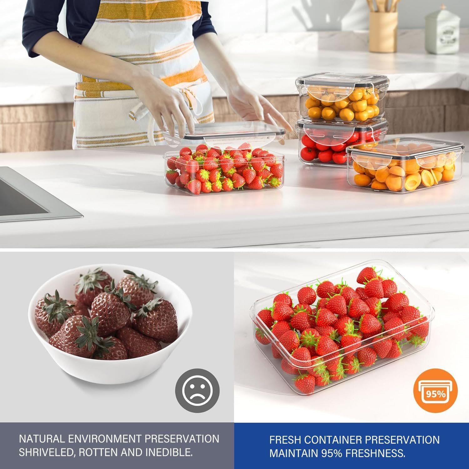 71bveO-zxRL._AC_SL1500_ 24-Piece BPA-Free Clear Plastic Food Storage Container Set – Leak-Proof, Microwave, Freezer & Dishwasher Safe, Home Kitchen Organization - Image 3