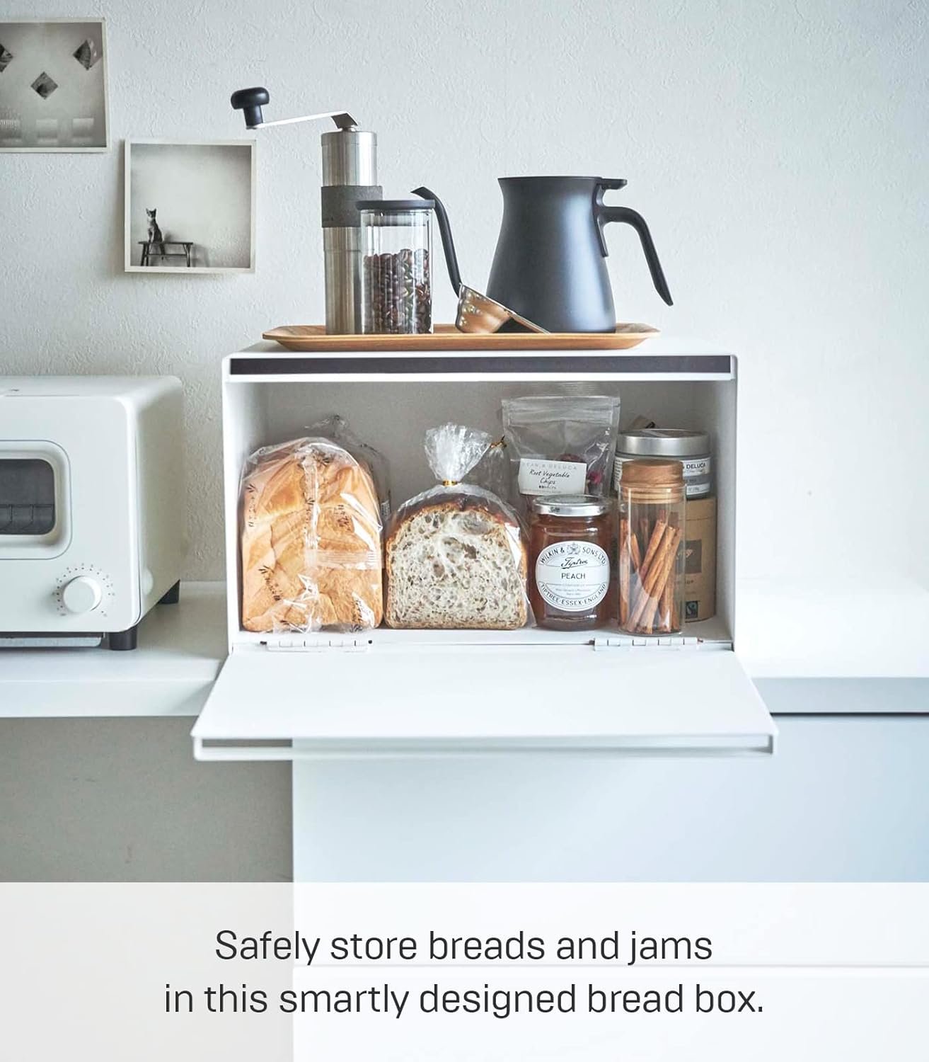71ixd682gHL._AC_SL1500_ Steel Bread Box for Kitchen Countertop – White Finish Container Holder for Fresh Baked Goods & Food Storage - Image 5