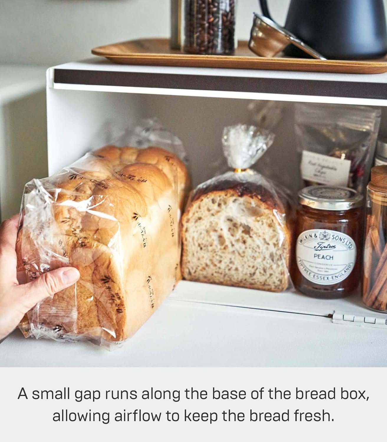 71quhcW8GCL._AC_SL1500_ Steel Bread Box for Kitchen Countertop – White Finish Container Holder for Fresh Baked Goods & Food Storage - Image 7