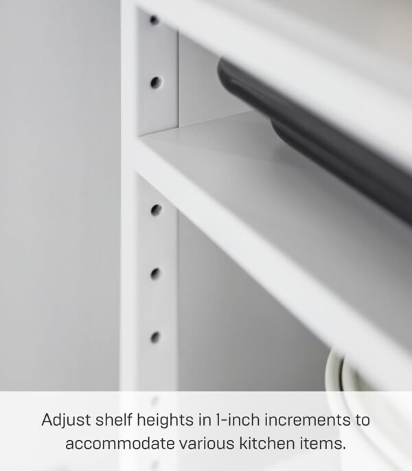Height-Adjustable Under-Sink Storage Rack – 3-Tier White Steel Organizer with Hooks - Image 4