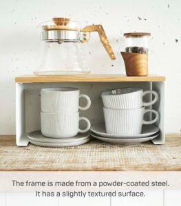 Wood-Top Stackable Kitchen Rack – Steel Frame with Wooden Shelf, White Finish - Image 4