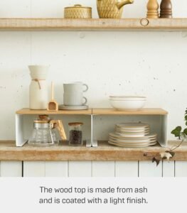Wood-Top Stackable Kitchen Rack – Steel Frame with Wooden Shelf, White Finish - Image 5