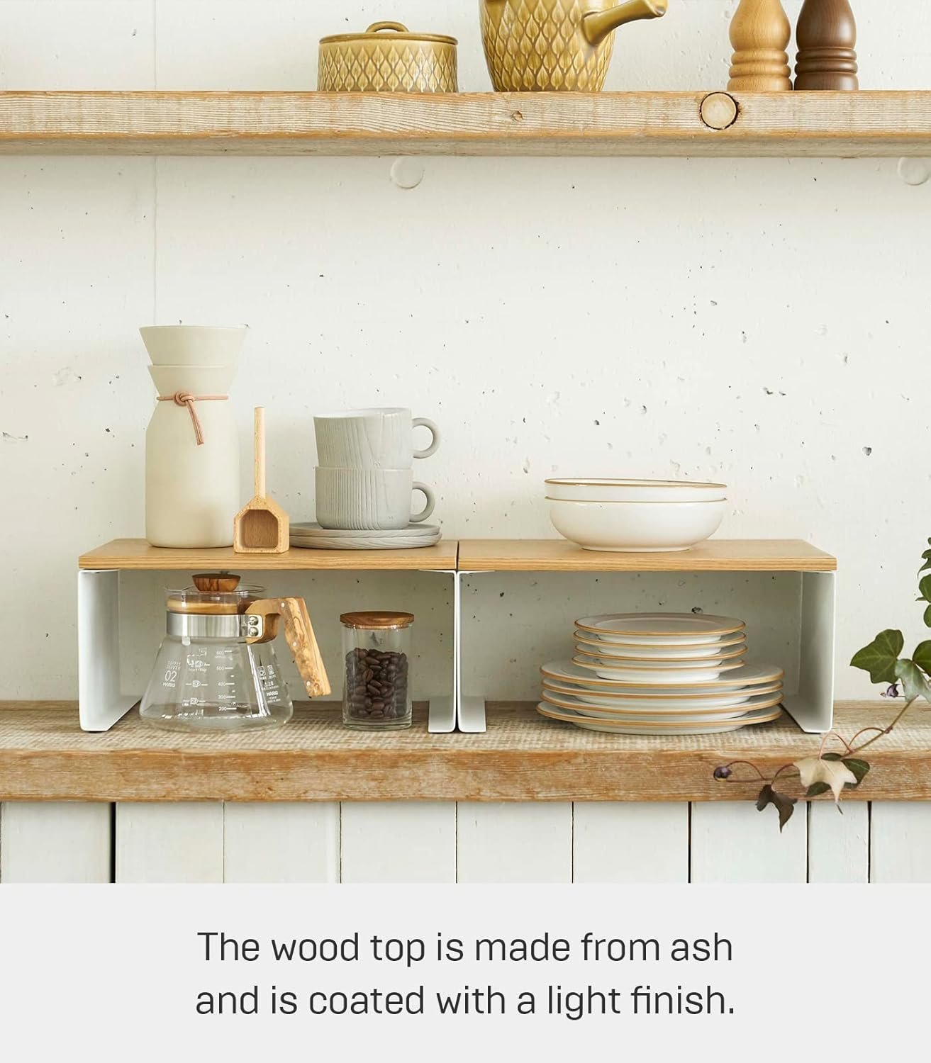 71uRyucXQqL._AC_SL1500_ Wood-Top Stackable Kitchen Rack – Steel Frame with Wooden Shelf, White Finish - Image 5