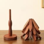 Fold-able Tree-Shape Kitchen Trivet Set – 3-Piece Heat-Resistant Pot & Dish Holders in Dark Brown, Novelty Storage Design - Image 4