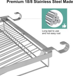 Stainless Steel Dish Drying Rack with Drainboard & Hanging Rod – Over-Sink Organizer with Sponge Holder (Silver) - Image 9