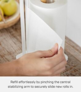 Steel Kitchen Roll Holder – White Finish Paper Towel Dispenser for Countertop or Cabinet - Image 7