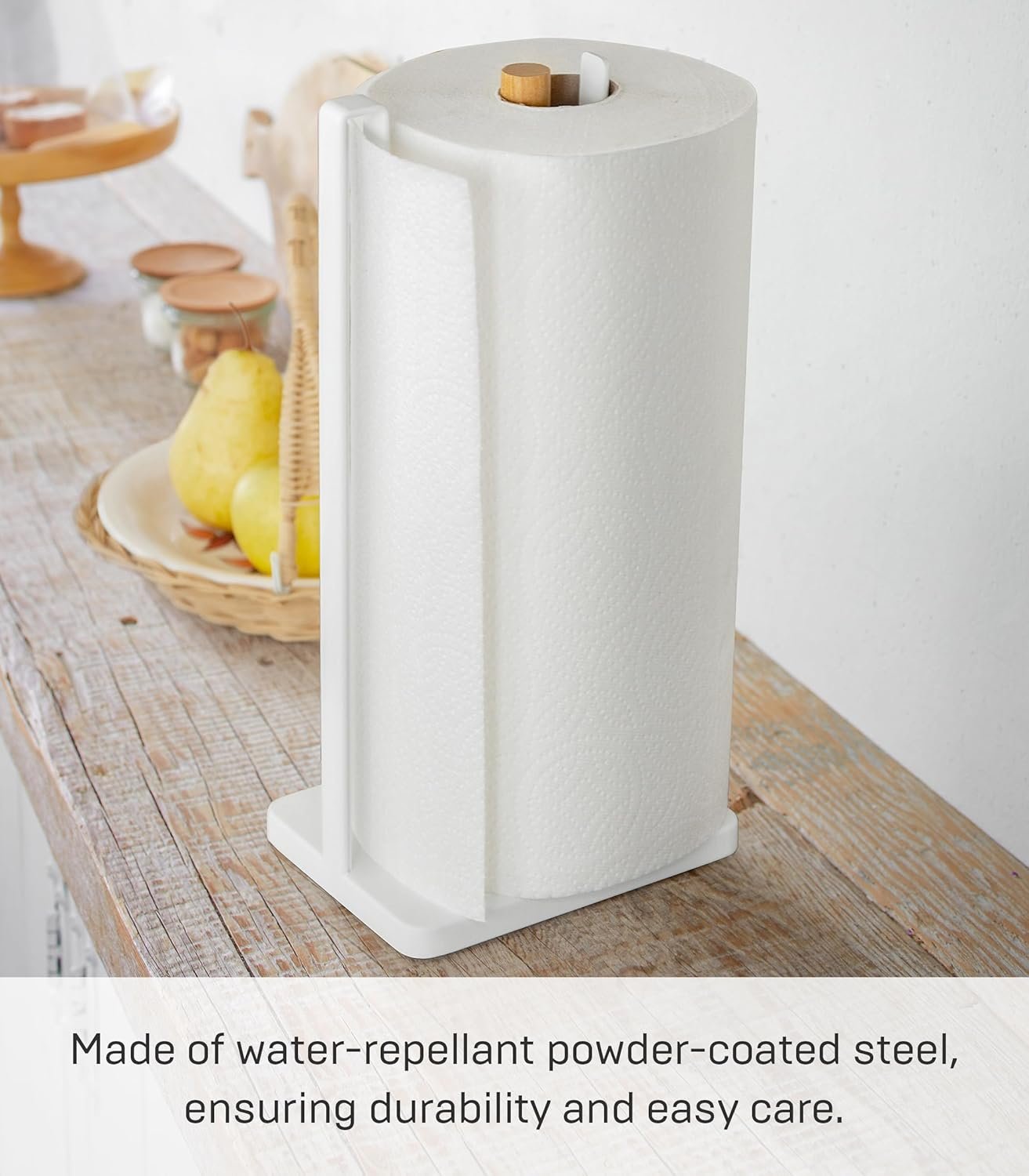 818nKLlBDxL._AC_SL1500_ Steel Kitchen Roll Holder – White Finish Paper Towel Dispenser for Countertop or Cabinet - Image 8