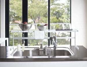 Expandable Kitchen Counter Shelf Organizer – Adjustable Width Rack for Cabinets, Pantry & Countertops, Durable White Steel - Image 6