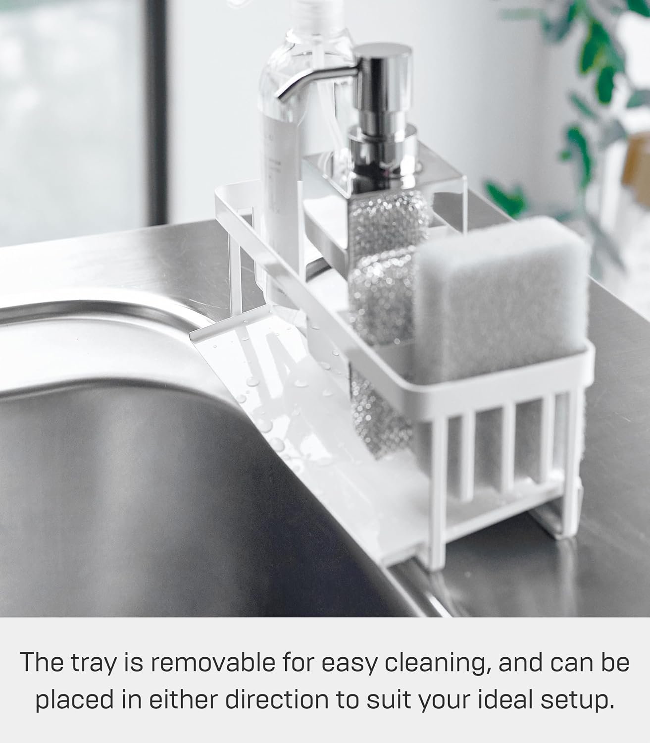 81YzzokQlYL._AC_SL1500_ Self-Draining Sink Caddy Rack – Rust-Resistant Steel Sponge & Bottle Holder with Removable Tray - Image 6