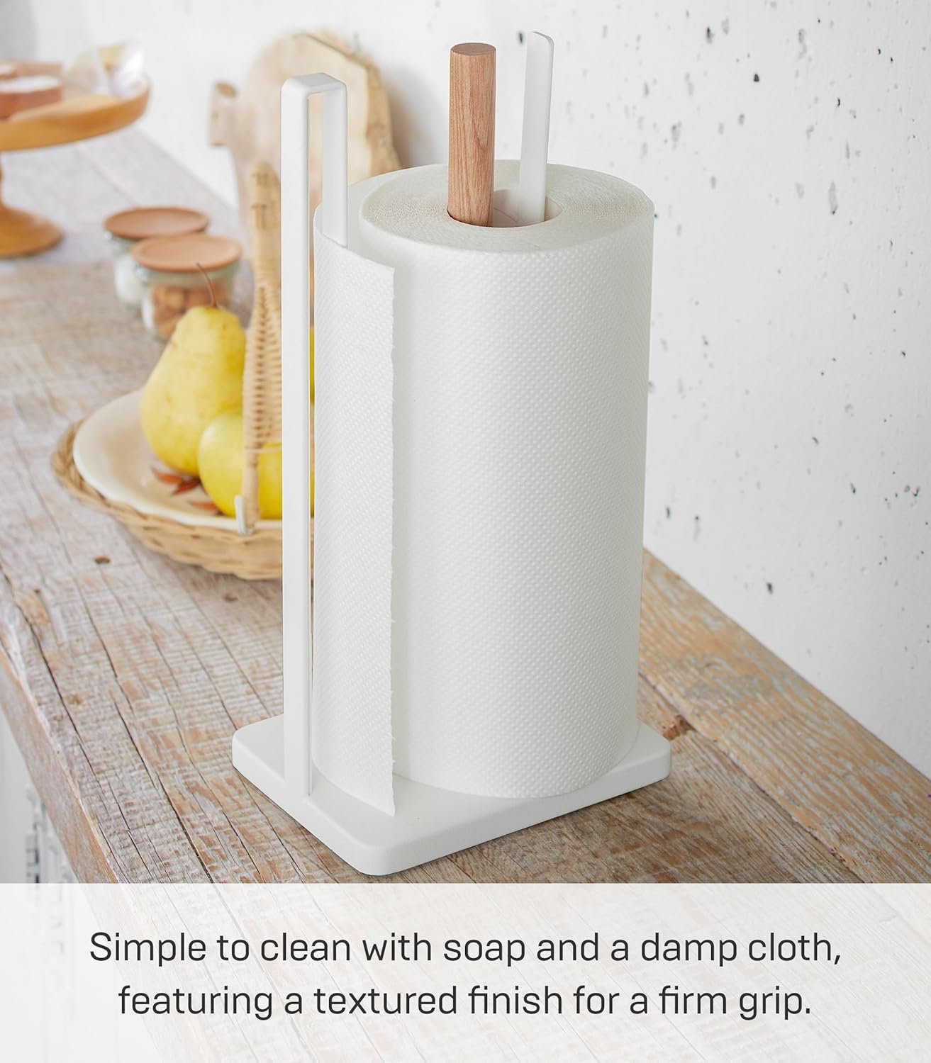81cuOHjuOqL._AC_SL1500_ Steel Kitchen Roll Holder – White Finish Paper Towel Dispenser for Countertop or Cabinet - Image 4