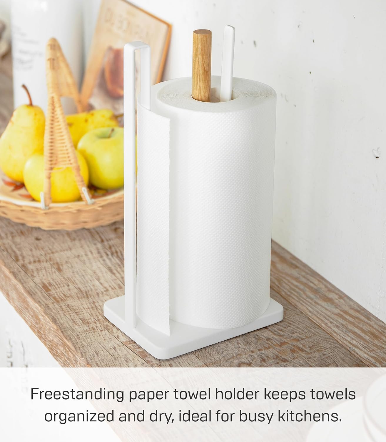 81pWXtNB+YL._AC_SL1500_ Steel Kitchen Roll Holder – White Finish Paper Towel Dispenser for Countertop or Cabinet - Image 5