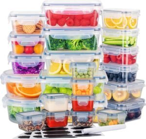24-Piece BPA-Free Clear Plastic Food Storage Container Set – Leak-Proof, Microwave, Freezer & Dishwasher Safe, Home Kitchen Organization