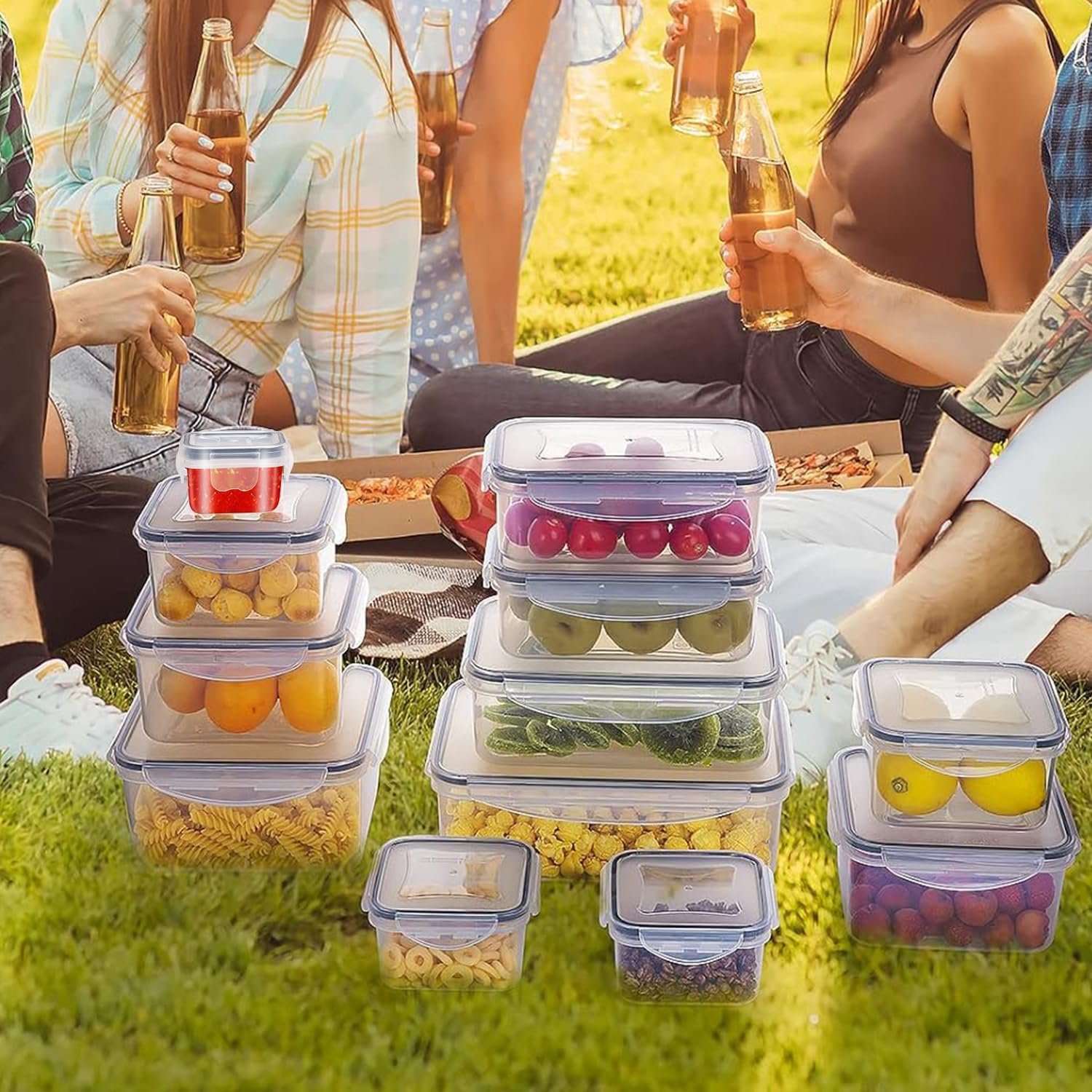 81x1RSMVdTL._AC_SL1500_ 24-Piece BPA-Free Clear Plastic Food Storage Container Set – Leak-Proof, Microwave, Freezer & Dishwasher Safe, Home Kitchen Organization - Image 7