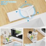 Stainless Steel Under-Sink Caddy with High Brush Holder & Soap Organizer – Rust-Resistant 304 Steel Sink Sponge Storage (White) - Image 5