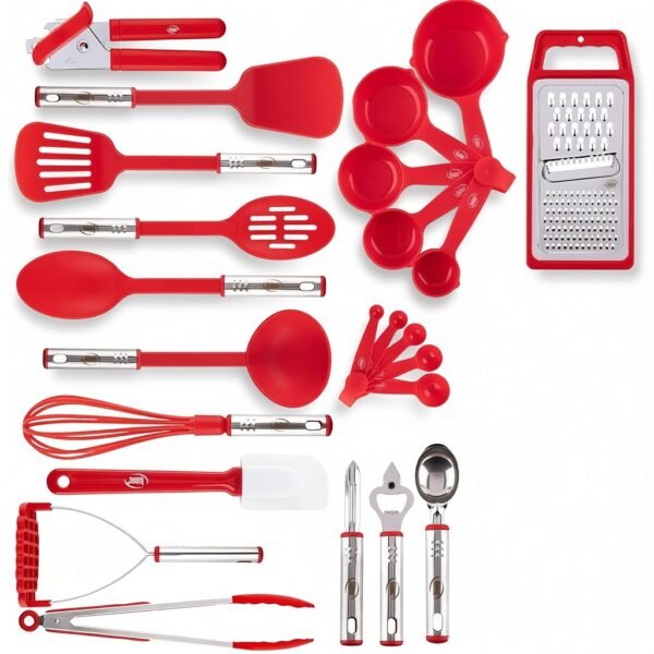 24-Piece Nylon & Stainless Steel Kitchen Utensil Set – Nonstick & Heat-Resistant Cooking Tools for Pots & Pans - Image 1