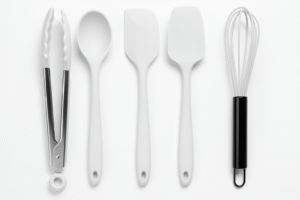 Premium Silicone Cooking Utensil Set – Heat-Resistant Kitchen Tools for Nonstick Cookware, Easy-Clean 5-Piece White Set