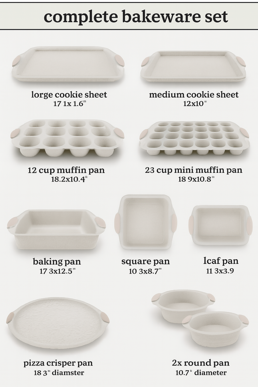 Copilot_20251022_154749 10-Piece Nonstick Stackable Bakeware Set – Heavy-Duty Carbon Steel Baking Trays & Pans, Easy-Release Non-Stick Coating, Oven Safe up to 450°F, Cream - Image 5