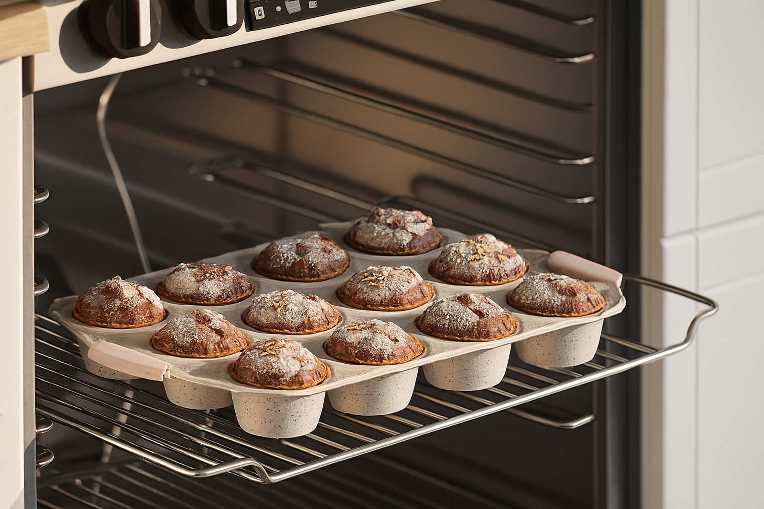 Copilot_20251022_155849 10-Piece Nonstick Stackable Bakeware Set – Heavy-Duty Carbon Steel Baking Trays & Pans, Easy-Release Non-Stick Coating, Oven Safe up to 450°F, Cream - Image 4