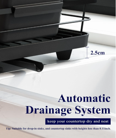 Screenshot 2025-10-24 013821 Space-Saving Stainless Steel Dish Drying Rack with Drainboard & Cutlery Holder – Black Finish, 29 × 38 × 12.7 cm - Image 7